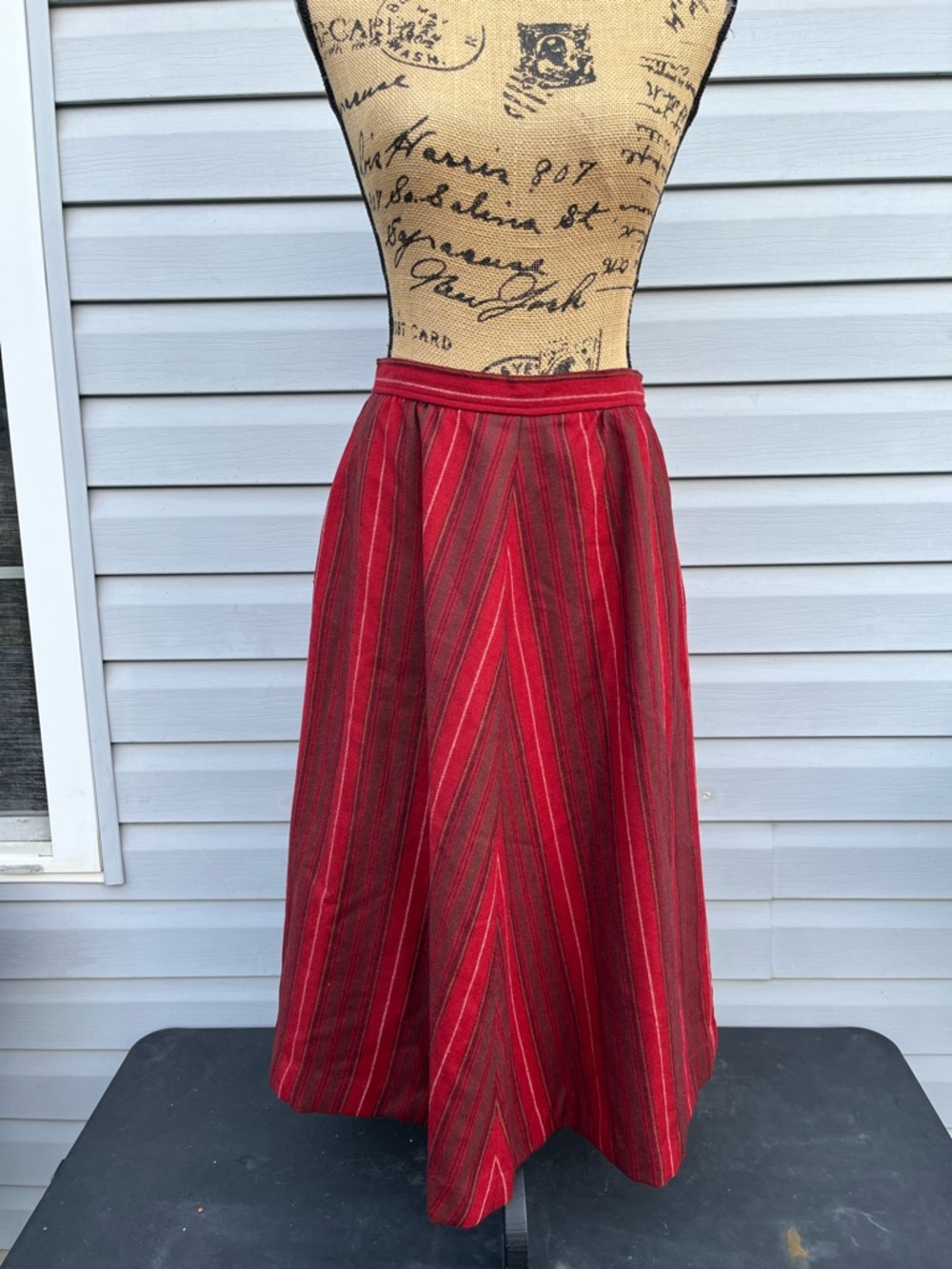 Vintage Weathervane 100% Pure Wool Red Midi Skirt